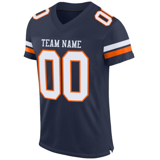 Jersey White-Orange Football Mesh Authentic Navy Custom