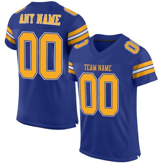 Authentic Gold-White Jersey Custom Royal Mesh Football