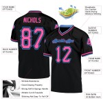 Throwback Blue Custom Black Mesh Pink-Powder Jersey Authentic Football
