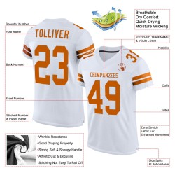 Orange Authentic Texas Custom White Jersey Mesh Football Orange Authentic Texas Custom White Jersey Mesh Football